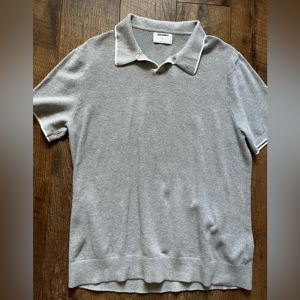 Old Navy tipped collar polo sweater gray men’s size XL - Picture 5 of 15